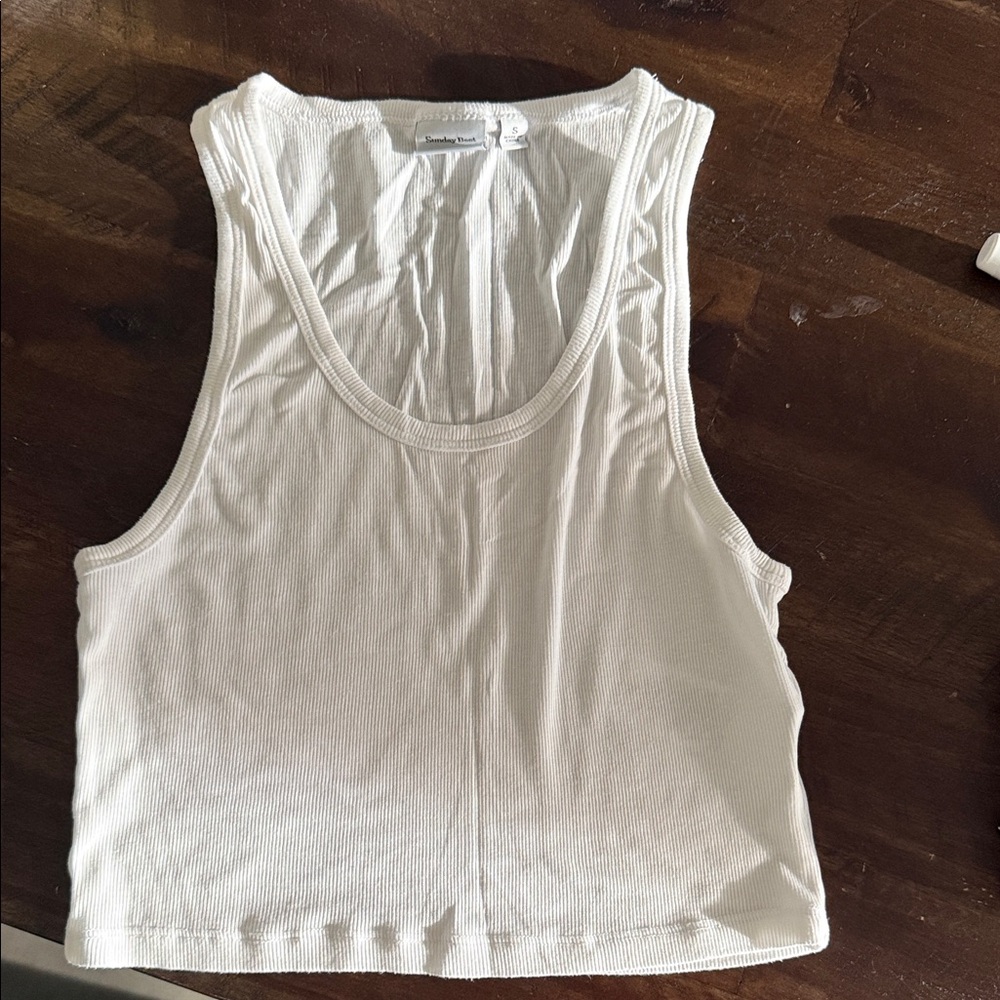Sunday Best Cropped ribbed tank from Aritzia - white